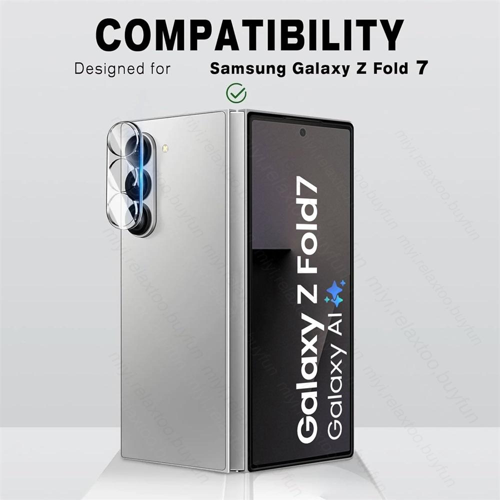 2Pcs High Definition 9H Tempered Glass Curved Camera Lens Protectors Cap for Samsung Galaxy Z Fold 7 6 5 Phone Camera Lens Film