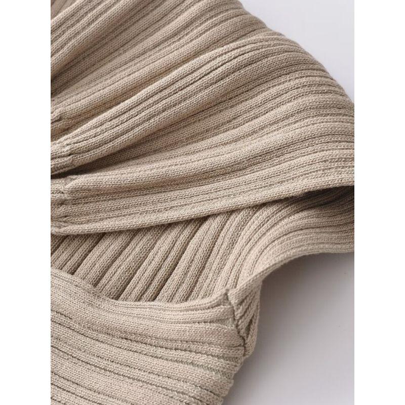 Kaslead New Arrival Women's Clothing Fashion Style Fashion Slim Looking Rib Knitting Asymmetric Tops 4240001