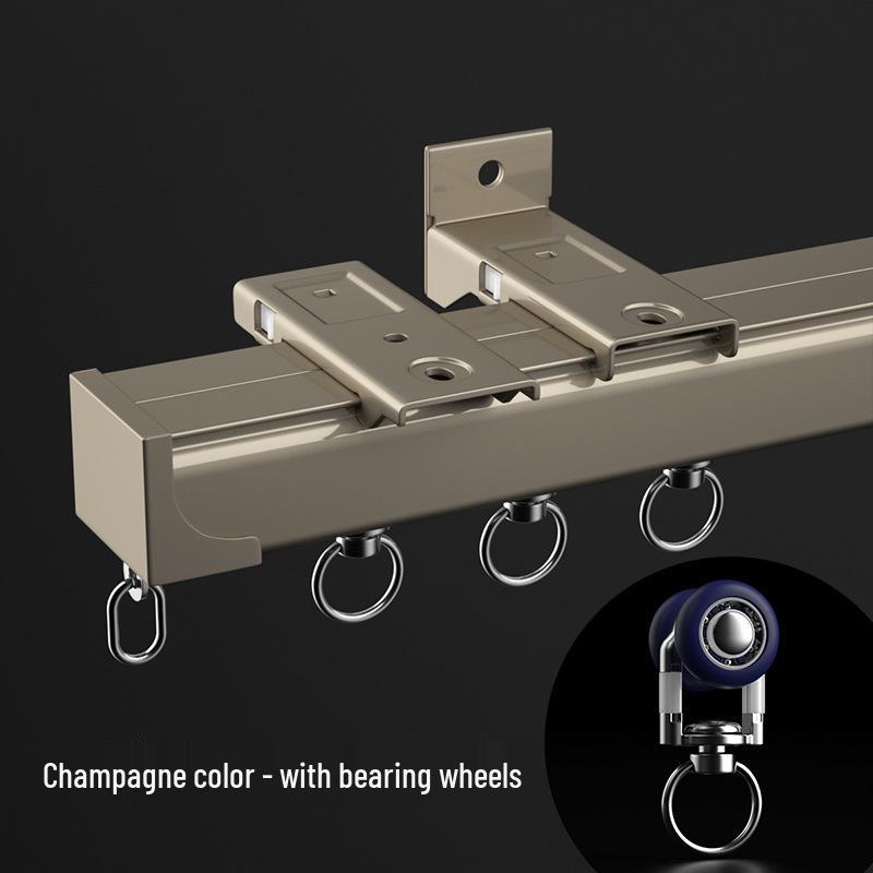Jianmei 2.6mm Thick Silent Curtain Track with Bendable Heavy Duty Aluminum Alloy Rail and Guide Bearing Wheel.
