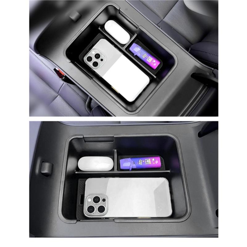 ABS Car Armrest Storage Box Organizer with Antislip Base for Noise Reduction Perfectly Fit Design Easy Installation