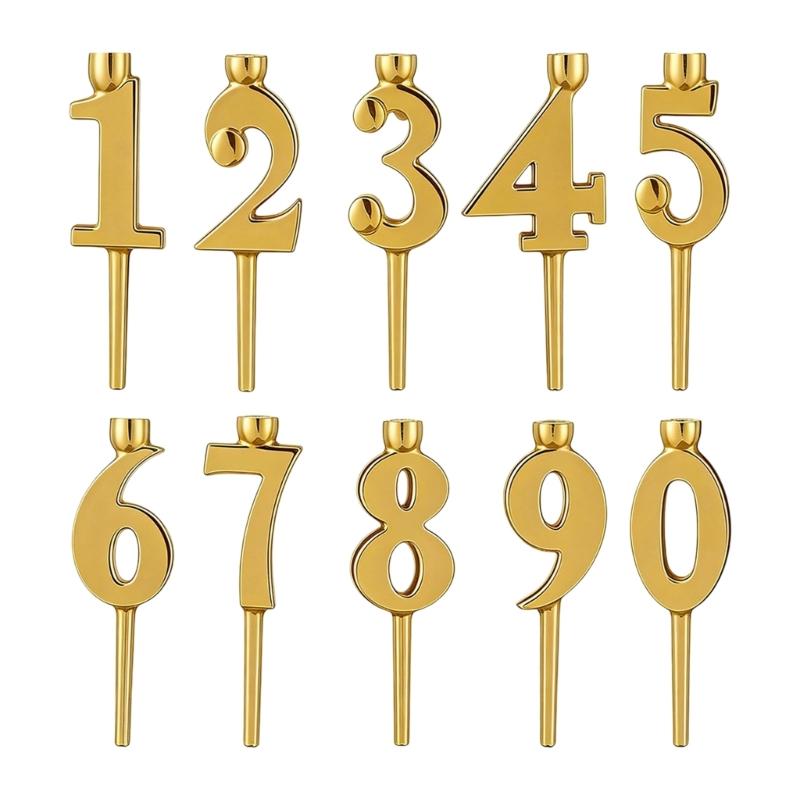 Elegant Gold Number Candle Holders Cake Toppers Decorations For Birthday Parties And Significant Gatherings