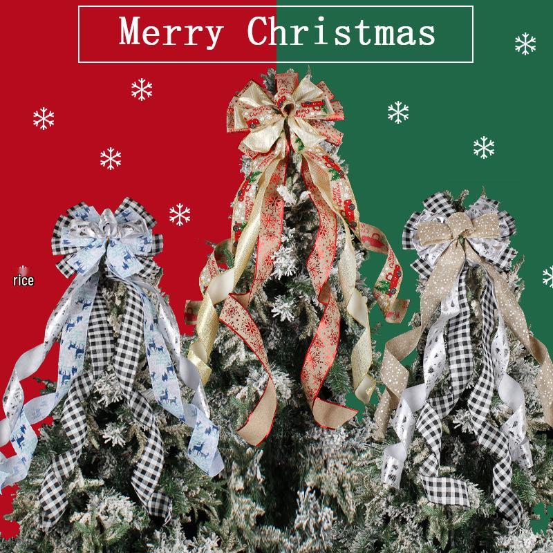 Small Car Print Bowknot Ribbon for Christmas Tree Decoration