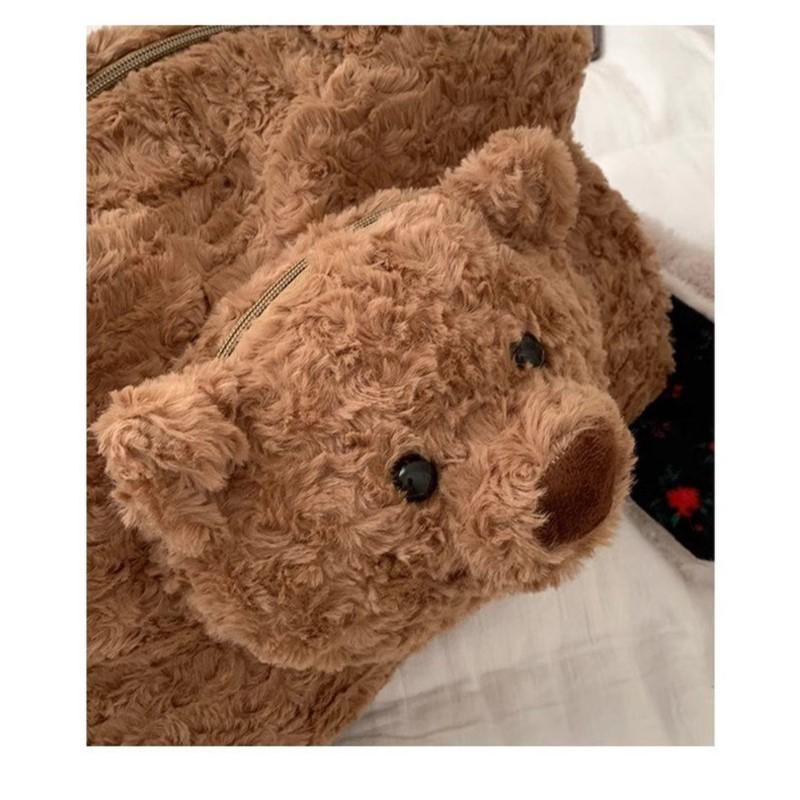 JIAERDI Harajuku Bear Plush Shoulder Bags Women 2025 Japanese Fur Soft  Large Capacity Handbag Ladies Sweet Cute Y2k Backpack