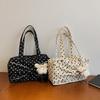 Korean Polka Dot Tote Bag With Bow Decor Large Capacity Shoulder Bag Casual Stylish Handbag Lightweight Fabric For Daily Commute