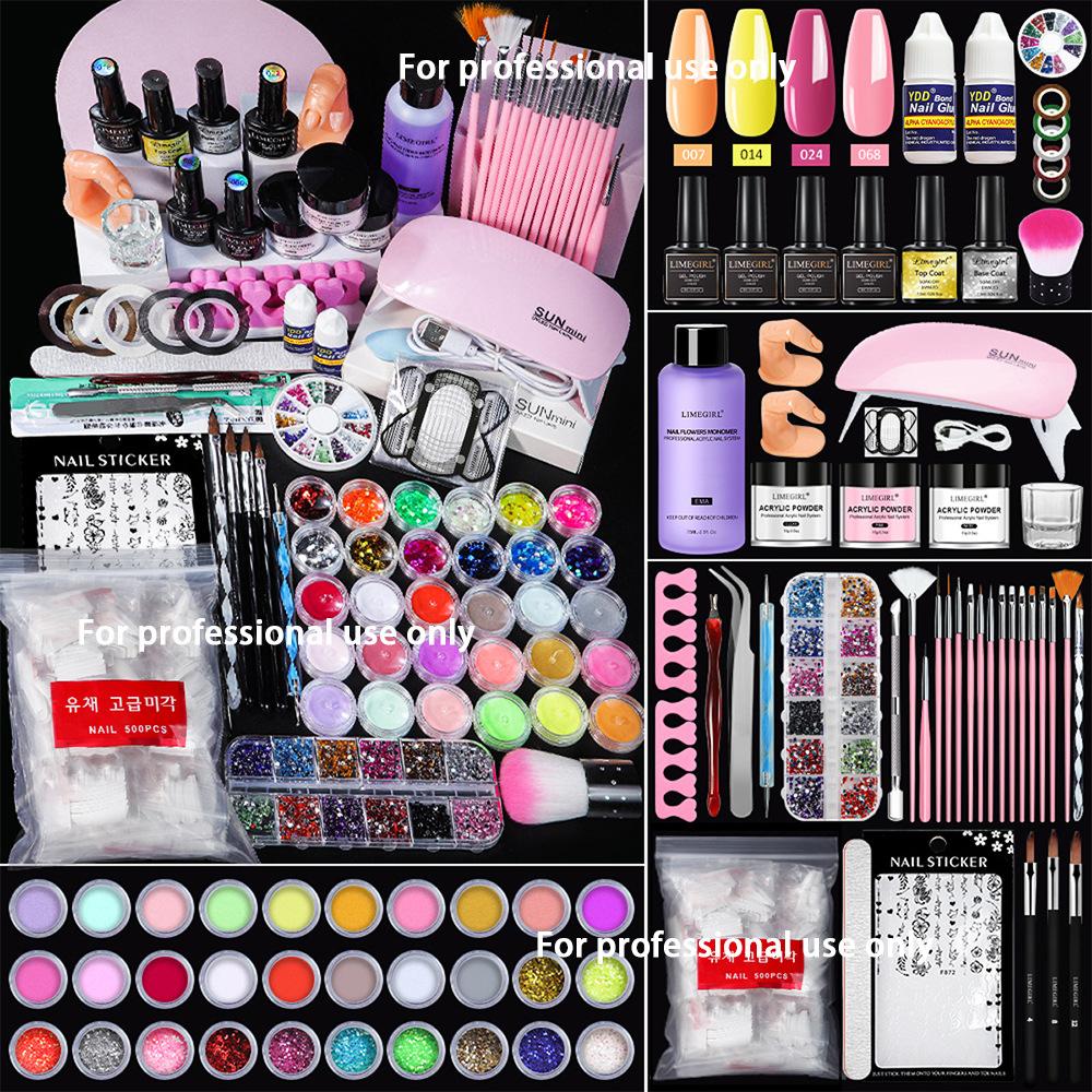 Acrylic Nail Powder Kit Full Set Optional Nail Drill Tools Professional Manicure Set Fast Curing Nail Art Extension