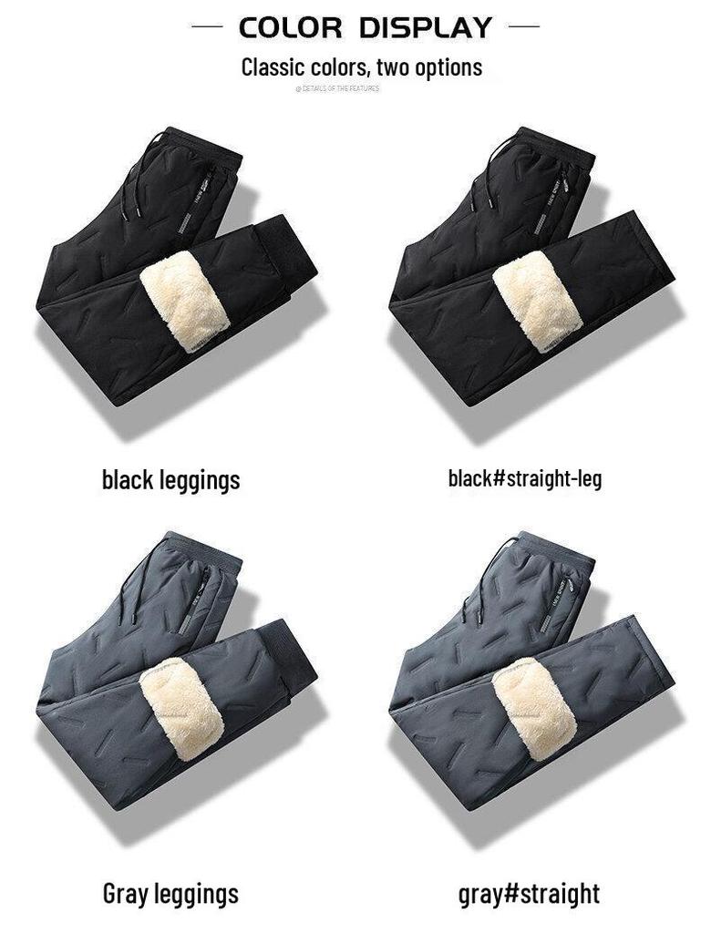 Men's Waterproof, Warm Lamb Fleece Pants - Loose Fit, Plus Size, Straight-Leg, Autumn/Winter Essentials