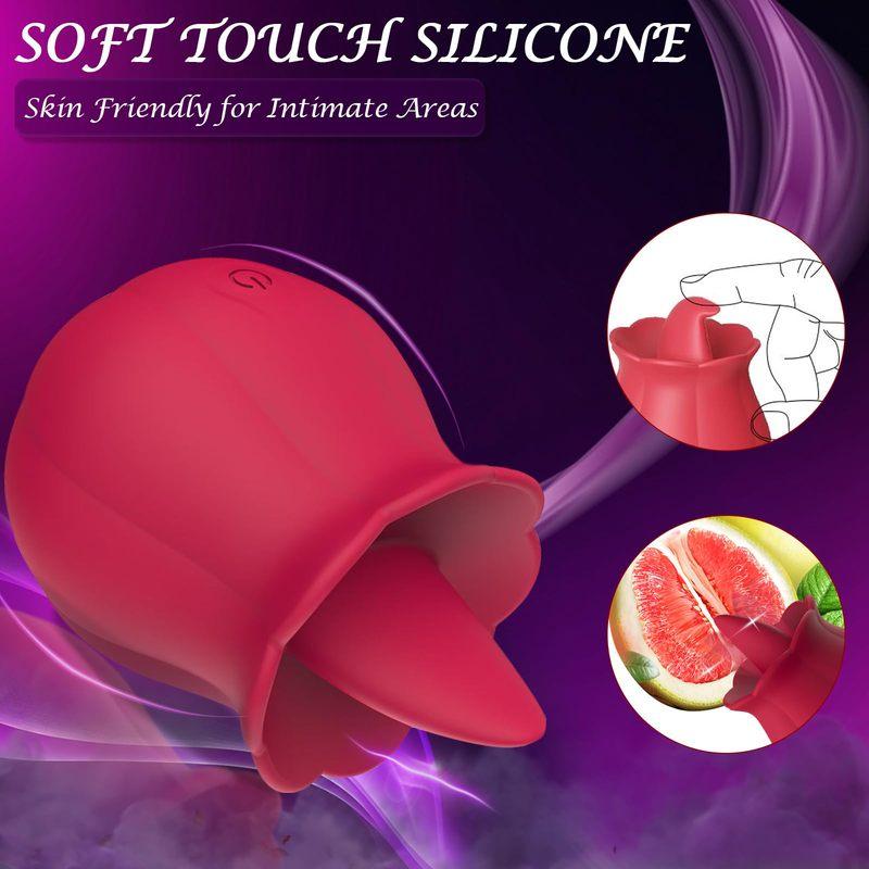 Tongue Clitoral Rose Vibrator, Sex Toys Vibration Stimulator for Women | Licking Rose Adult Toy | 10 Speed Vibrating