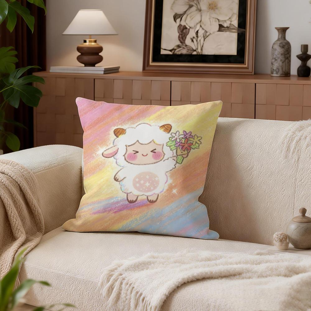 Cute Wataame Sheep Cushion Cover Cushion Cover Set 4Pcs 50x50 45x45 40x40 Pillowcase Decorative Sofa Home Decor