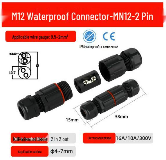 MN12 Series IP68 Miniature Outdoor Waterproof Connector for Lighting