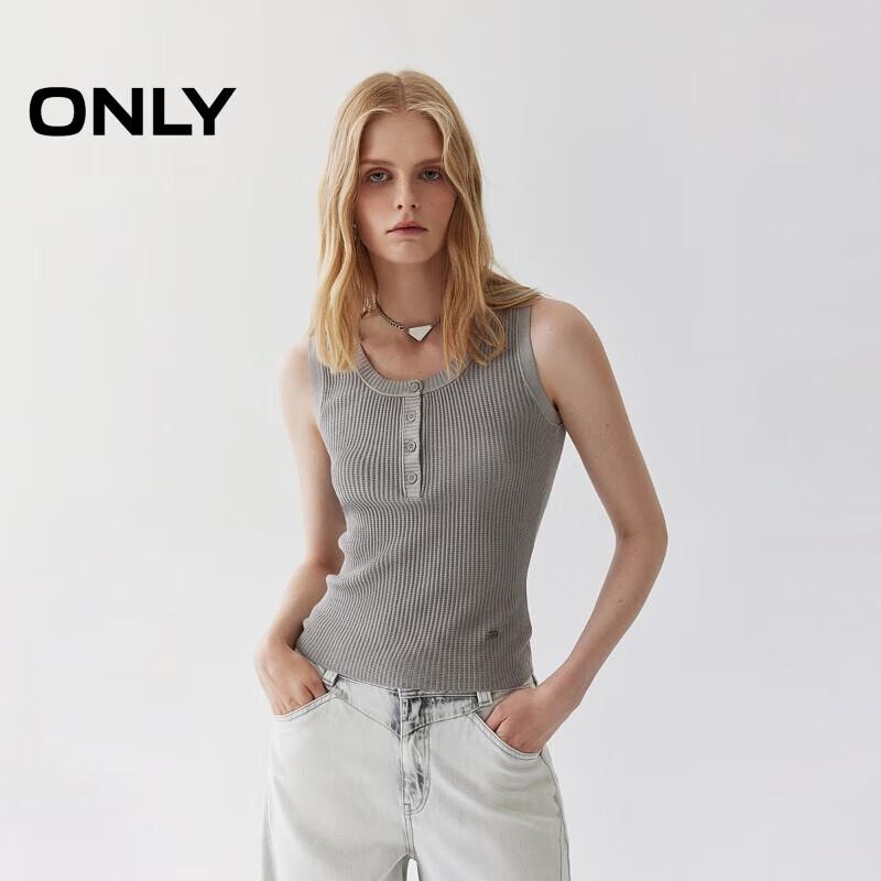 ONLY Women's Ribbed Round Neck Knit Tank Top