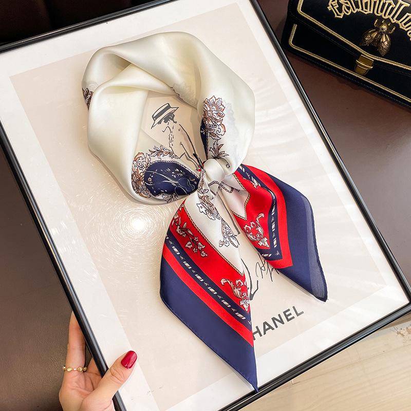 Schwarz-weiß gestreifter kleiner quadratischer Schal Seidenschal Damenkopftuch mit Hemd Professionelle Dekoration Nackenschutzschal Hals dünner Schal