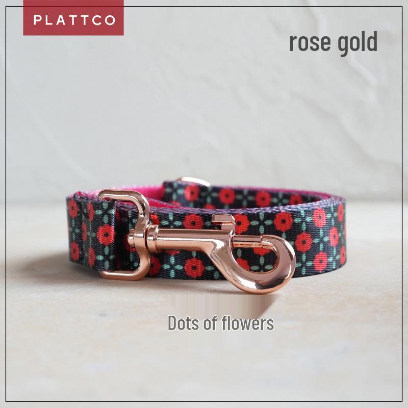 PLATTCO Dot Flower Nylon Pet Collar and Leash Set PDL303 L 2.5cm*(49-55cm)