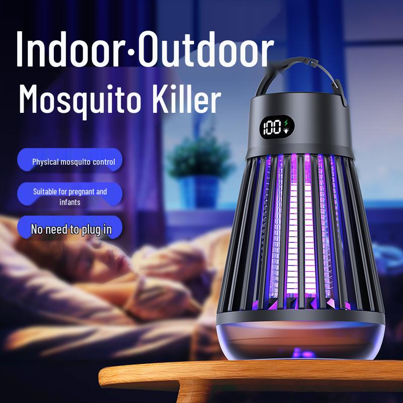Portable Rechargeable 2-in-1 Mosquito Killer Lamp: Outdoor Electric Shock & Camping Light