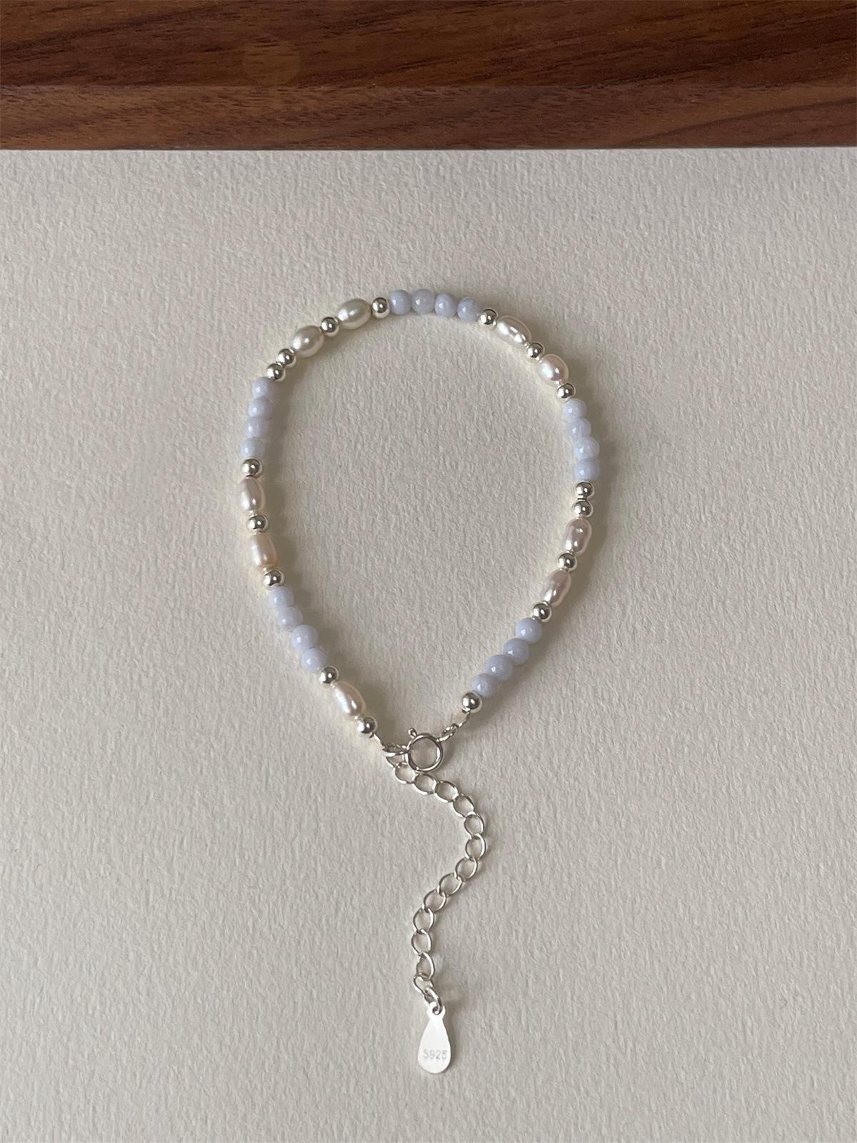

Браслет из натурального пресноводного жемчуга, женский, простой, круглый браслет из стерлингового серебра, нишевый, элитный, женский, темпераментный, ювелирный 925 silver