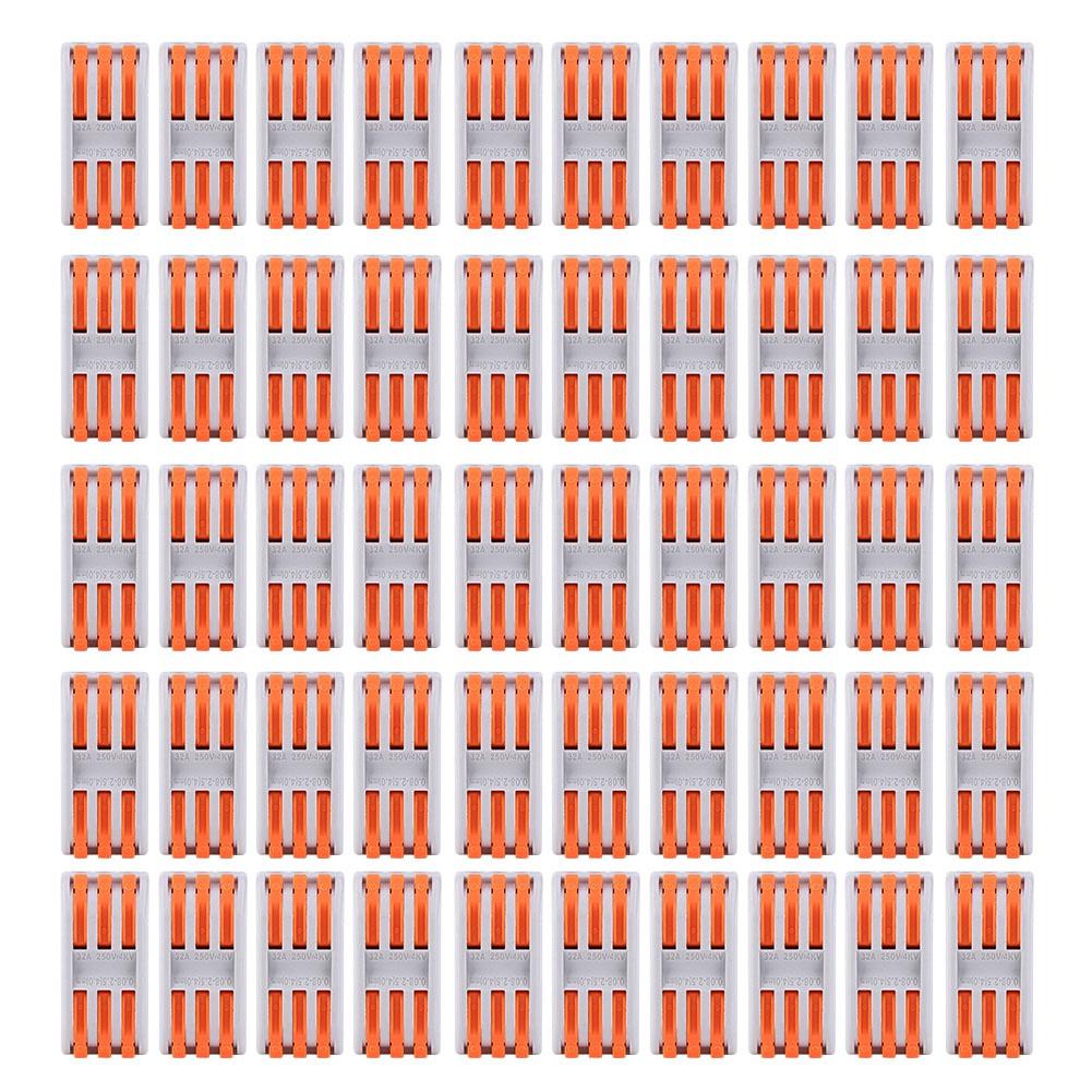 

50 Pcs Wiring Conductor 11~28AWG PCT23 Orange Quick Wiring Terminal Connector