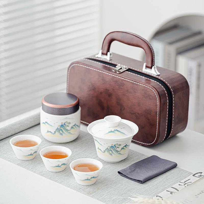 Travel tea set portable kung fu tea set outdoor teapot quick guest cup Mid-Autumn Festival gift gift