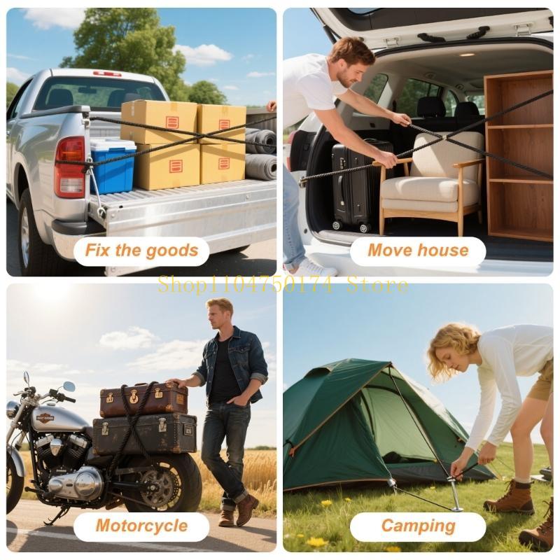 4pcs Not Corrosion Hook Elastic Tie Down Straps Rubber Bungee Cords for Trucks top sale