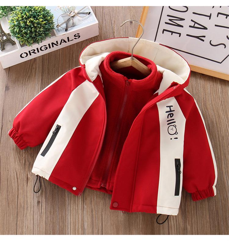Colorblock Dreiteiliges Jungen-Kapuzen-Skijacken-Set für Kleinkinder und kleine Kinder - Gefüttert und vielseitig für Herbst und Winter
