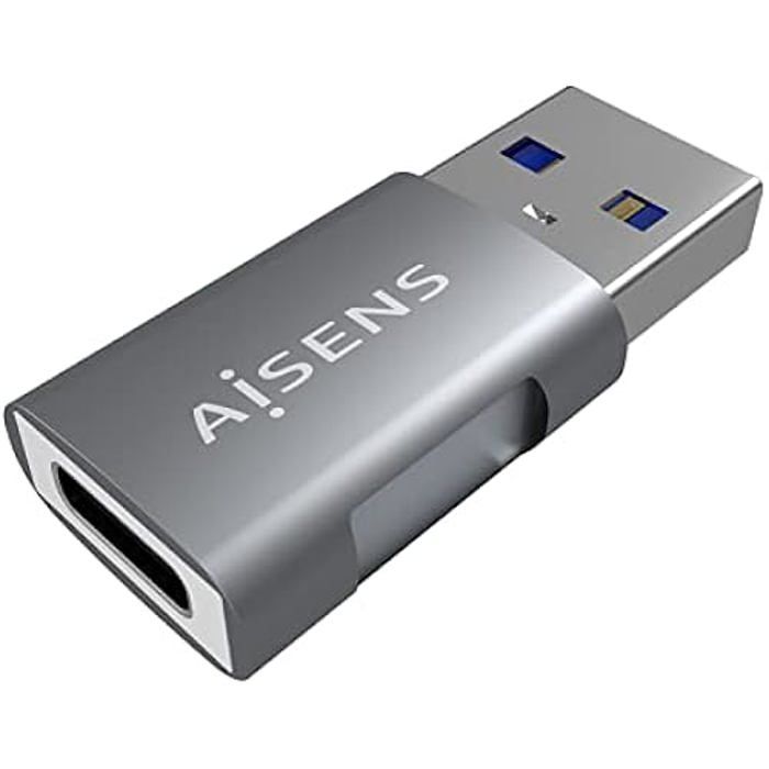 AISENS - A108-0655 - Mini Adaptateur USB 3.2 Gen2 10G 3A, Type USB-C/H-A/M, Gris