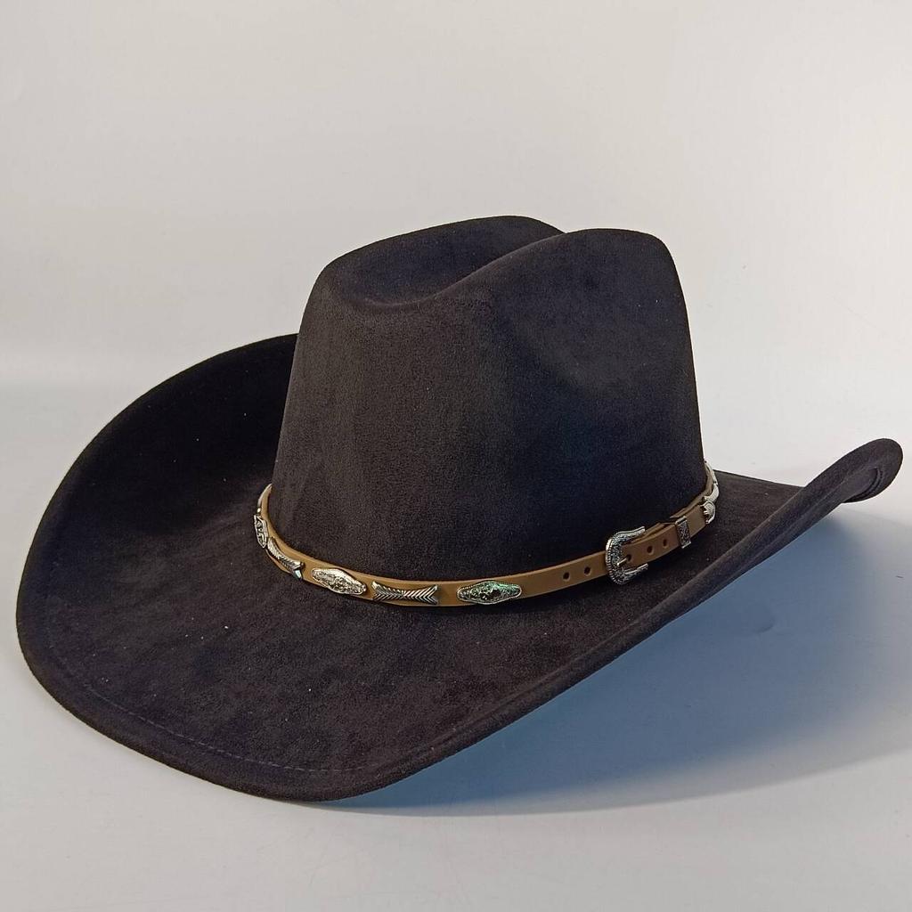 Stylish men's and women's felt hats cowboy hats soft felt hats with beige leather belts Panama hats outdoor parties hat.