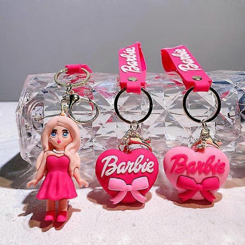 Barbie Pink Keychain Character Barbie Doll Girl Bag Pendant C, fashion accessory, toy.