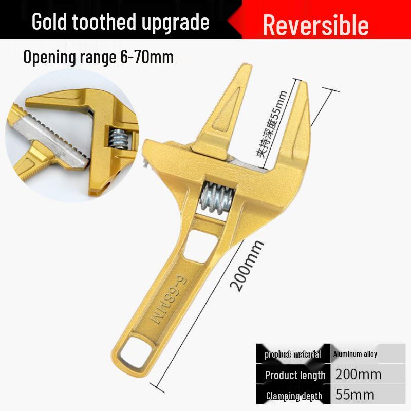 Multifunctional Short Handle Adjustable Bathroom Wrench for Drain Pipe and Air Conditioner Installation and Repair
