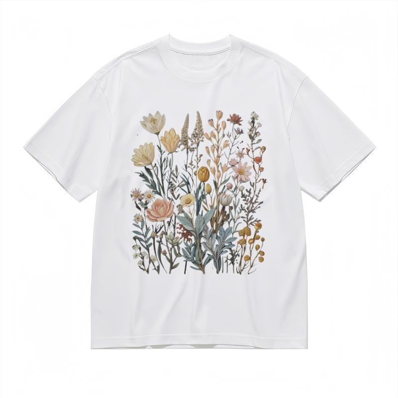 Women's Comfortable Breathable Classic T-Shirt Flower Collection Graphic Tee