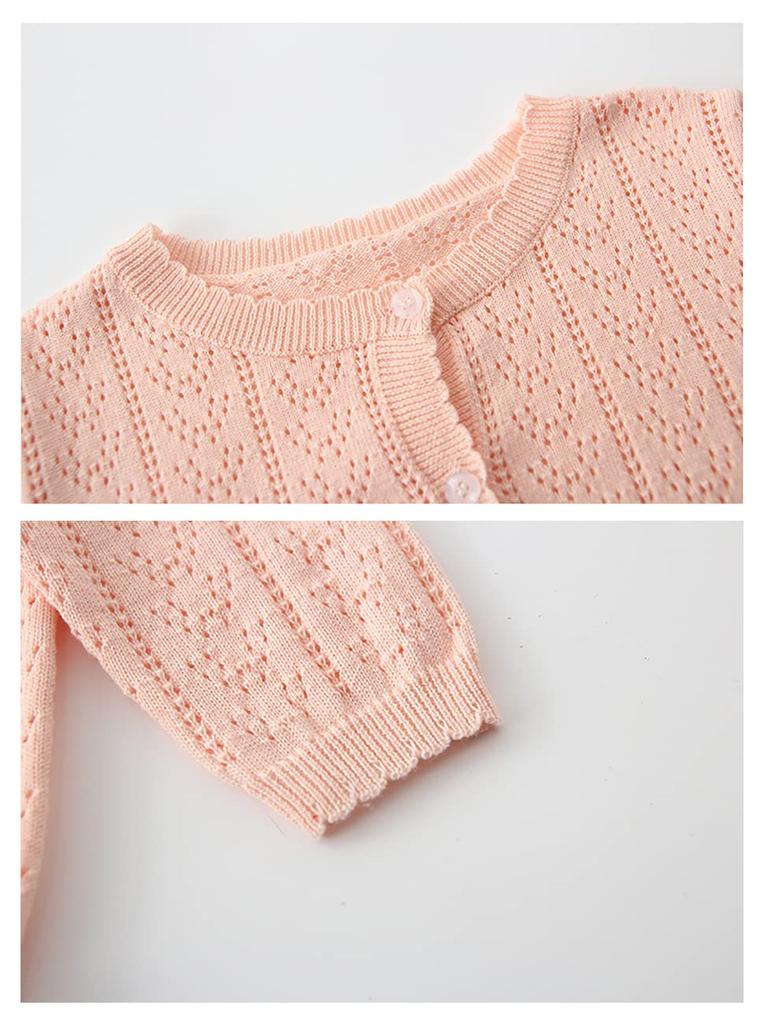 YuWan Long Sleeve Open for Toddlers and Suitable for Kindergarten and Air Conditioning and Pink Girls' Cardigan, Top, Kids' Outerwear, Front,