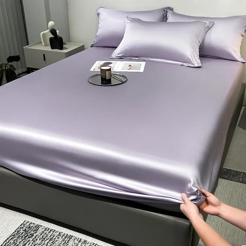 

1PC Simple Solid Color Matte Three Piece Fitted Sheet Set, Bedroom Printed Bed Cover Set, Bedding roupa de cama casal 1PC 120x200cm фіолетовий