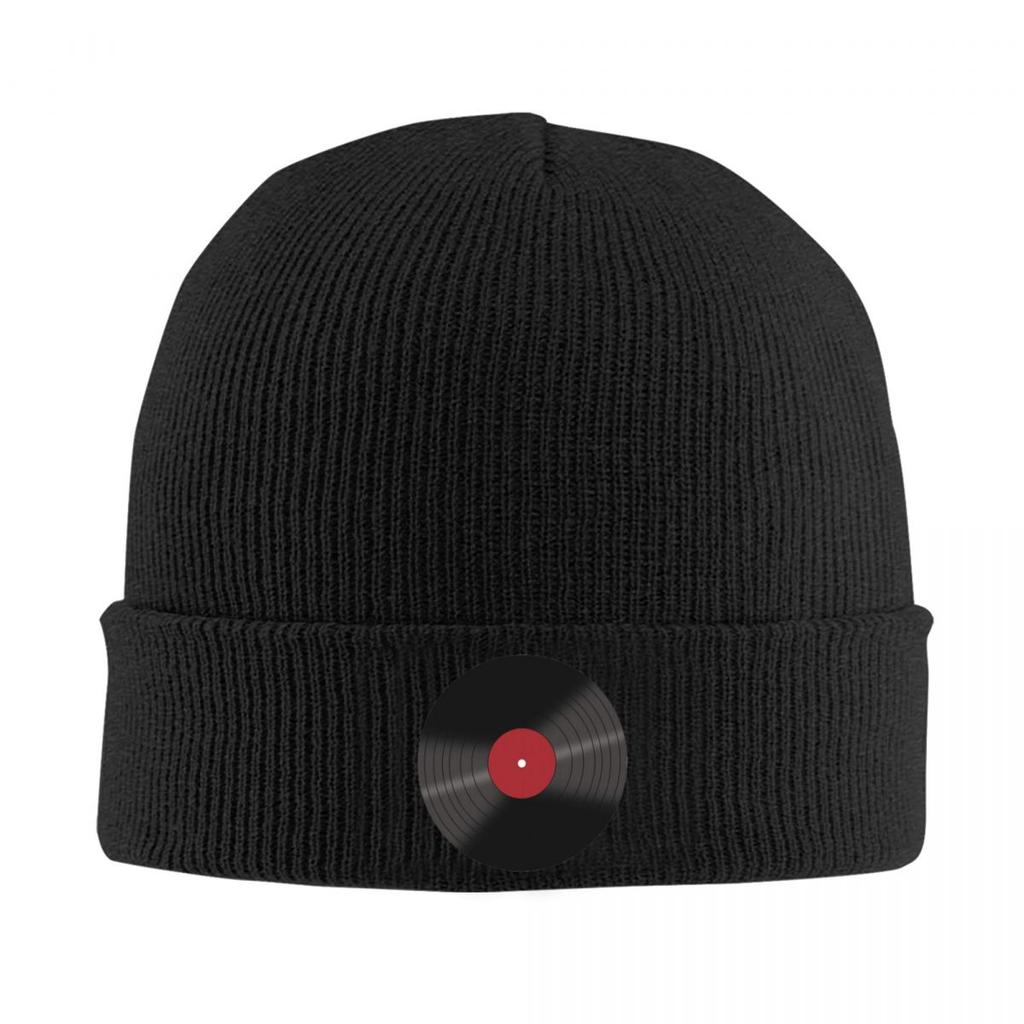 Vinyl Record Warm Knitted Cap Hip Hop Bonnet Hat Autumn Winter Outdoor Beanies Hats for Unisex Adult