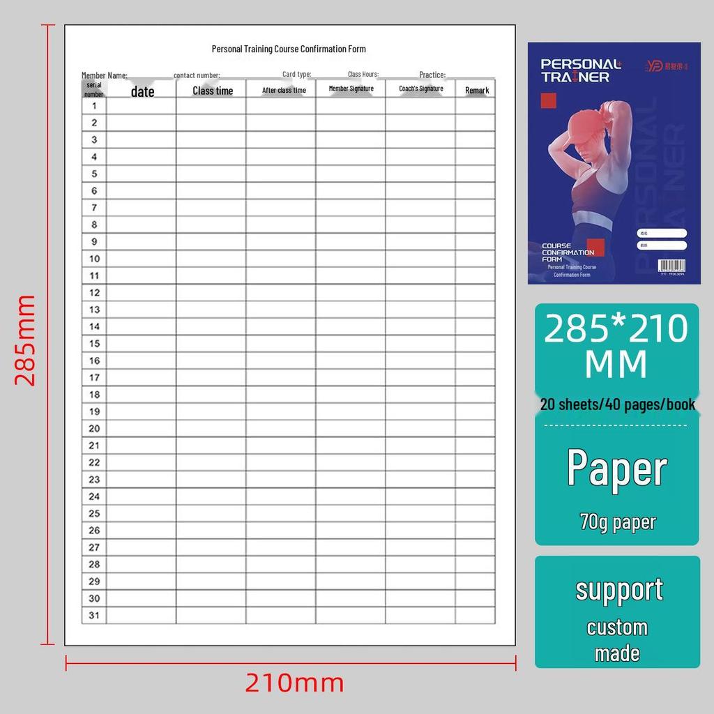 Private Lesson Confirmation & Sign-in Record Book for Yoga, Dance, Pilates, and Gym Classes