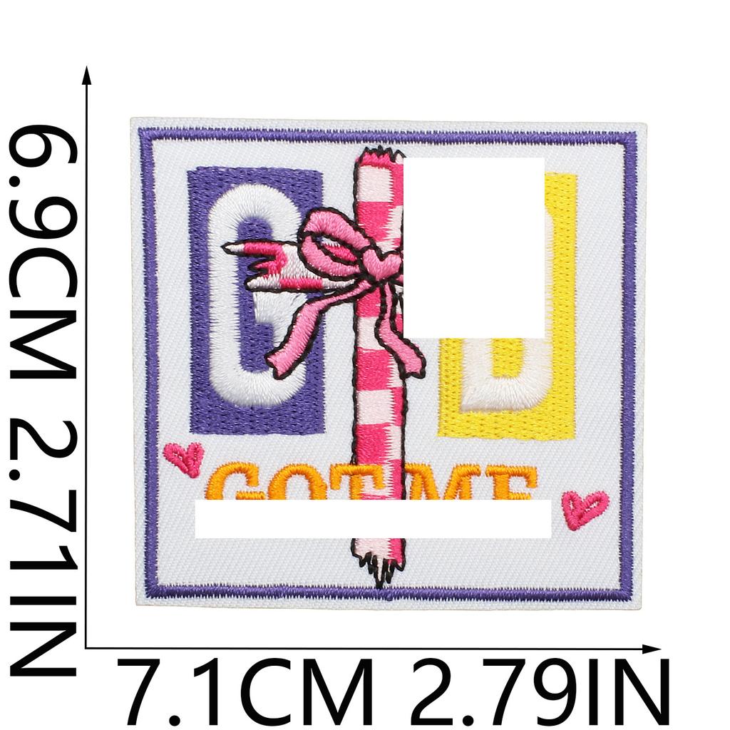 Retro Geometric Cartoon Shape Embroidery Cloth Sticker Denim Jacket Shoes And Hats Ironing Patch Diy Handmade Decorative Embroidery