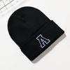 Unisex Letter A-Z Embroidery Beanie Hat for Men Women Winter Knit Caps Soft Ski Hat