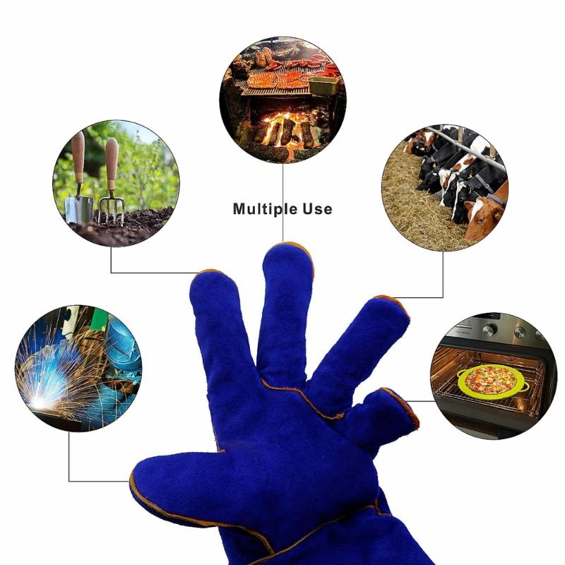 Leather Welding Gloves Heat/Fire Resistant Perfect for Gardening/Oven/Grill/Mig/Fireplace/Stove/Pot Holder/ Tig Welder