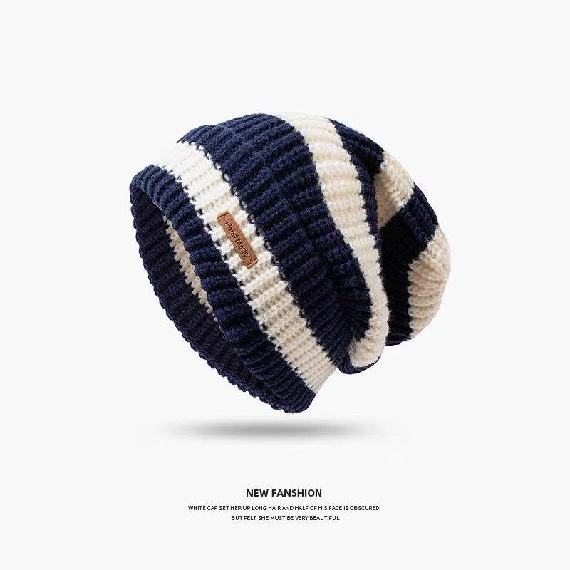 

Slouchy Winter Hat Skullies Beanies for Women Fashion Stripe Stitching Beanie Soft Knit Hats Female Streetwear Cap Cozy