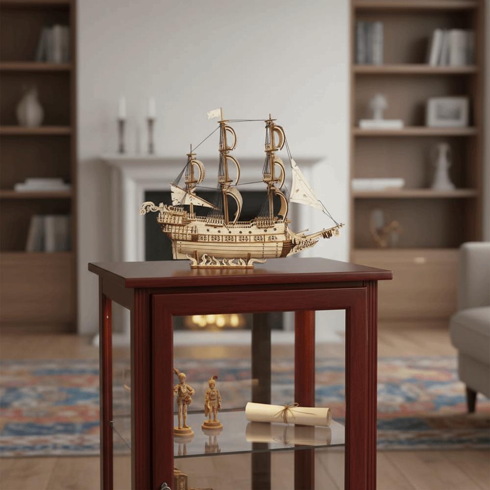 3D Construction Wooden Model Kit Wooden Material Pirate Ship Model DIY Assembled Model  Home Decor