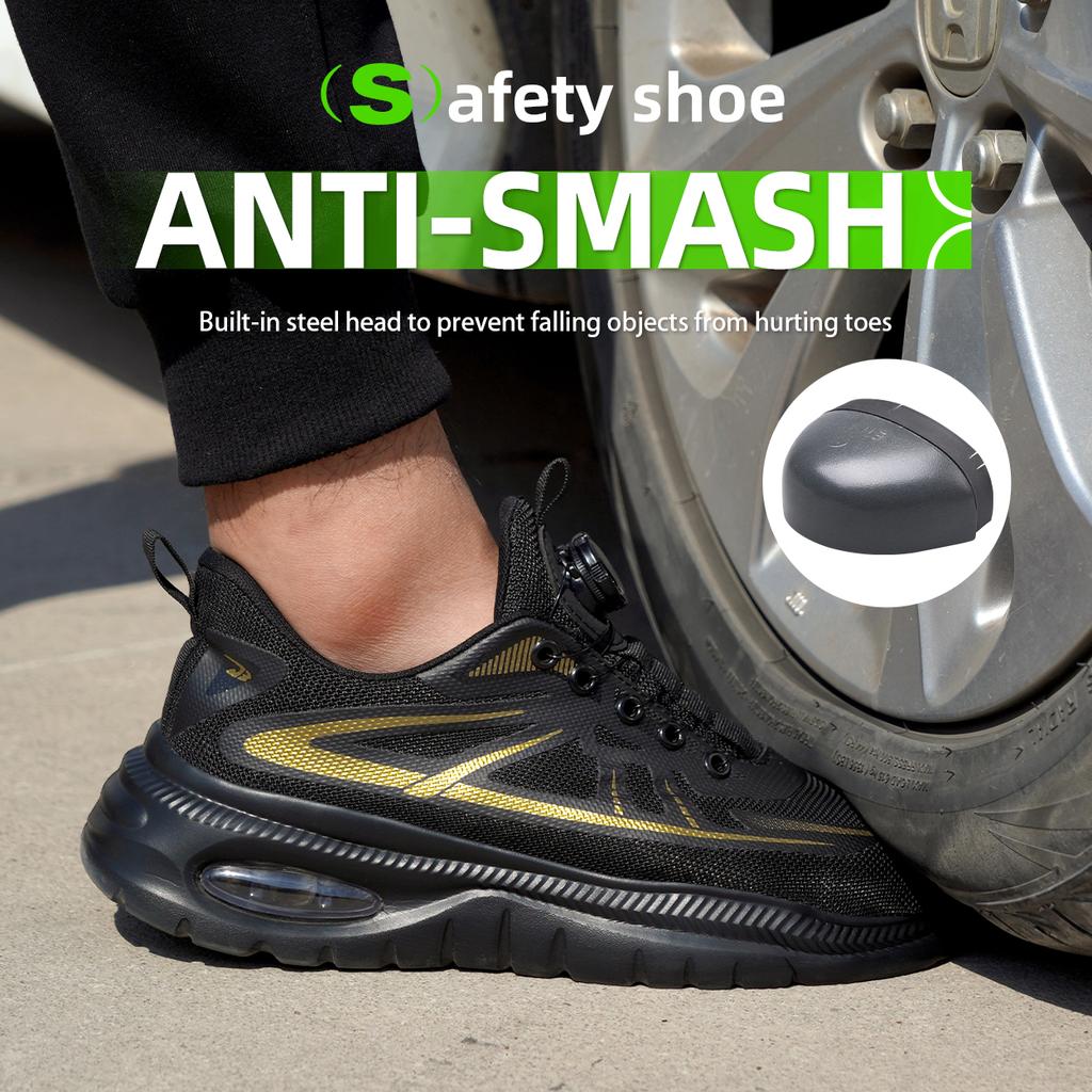 Men Sport Safety Shoes Work Sneakers Cushion Steel Toe Anti-Puncture Safety Work Shoe Breathable Lightweight Air Cushion Shoes