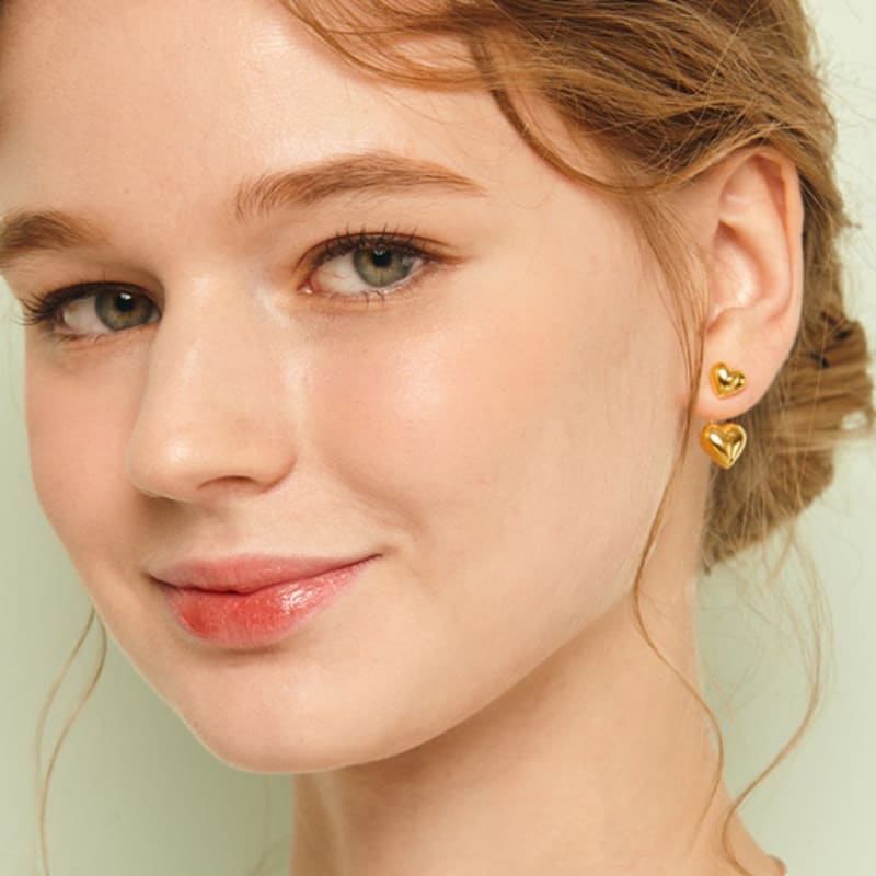 Murmur [925silver]Double Heart Earjacket Earring