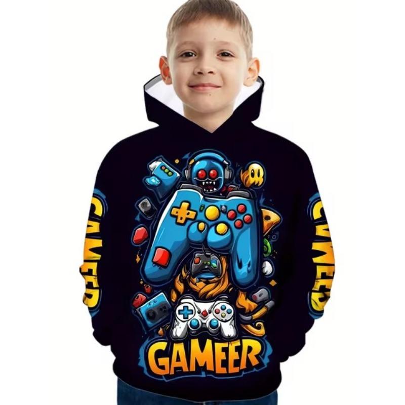 Retro Sporty Cartoon Hoodies Daily Harajuku Kawaii Comfortable Streetwear Vintage Kids Sweatshirts Autumn Winter Clothes