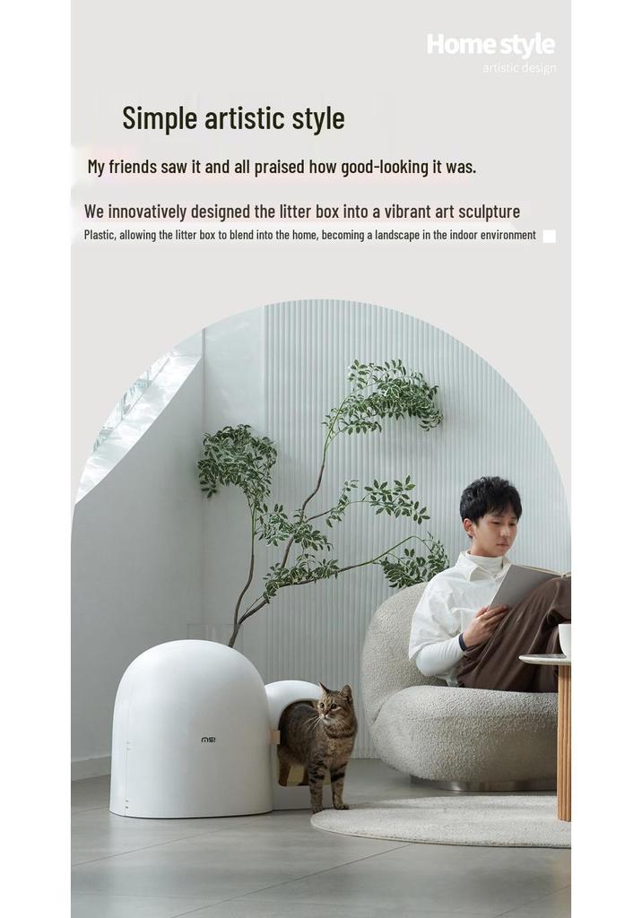 Mochi Fully Enclosed Extra Large Cat Litter Box – Odor-Proof, Anti-Splash Hallway Style