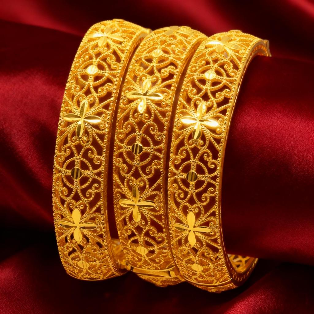 Dubai 24K Gold Ethnic Peacock Tail Bracelet - Hollow Design, Live Broadcast Hot Seller