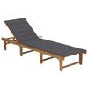 VidaXL Folding Lounge Chair with Cushion Solid Acacia Wood