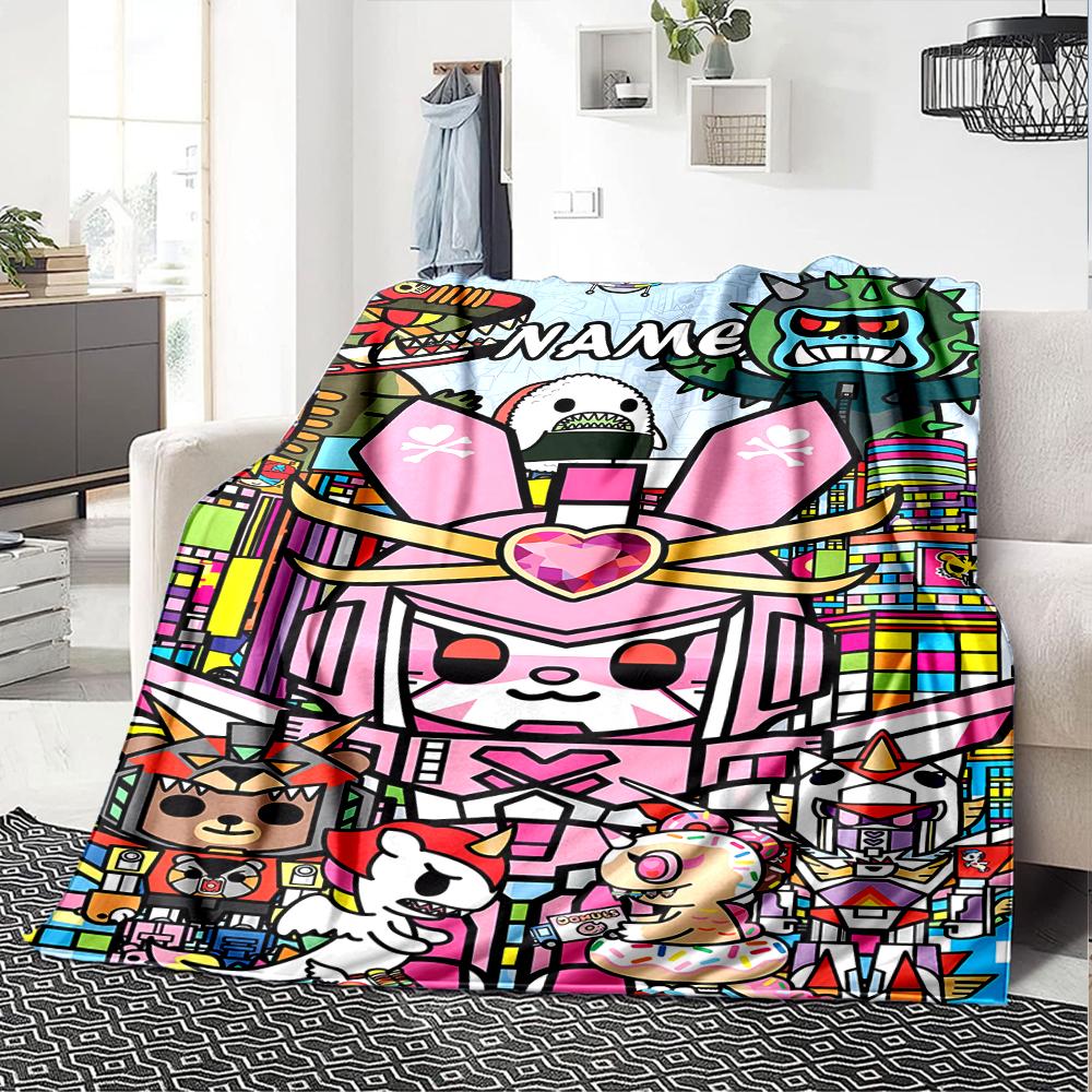 Custom Name Tokidoki Theme Printed Blanket - Perfect for Couch, Bed, Travel & Outdoor Use | Machine Washable, Cozy & Durable.