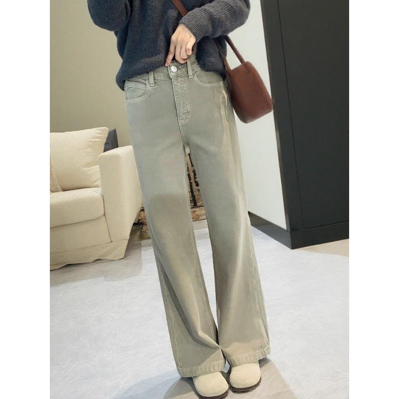 

Small straight jeans women s trousers, spring new high-end high-waisted and thin versatile wide-leg nine-point pants XL