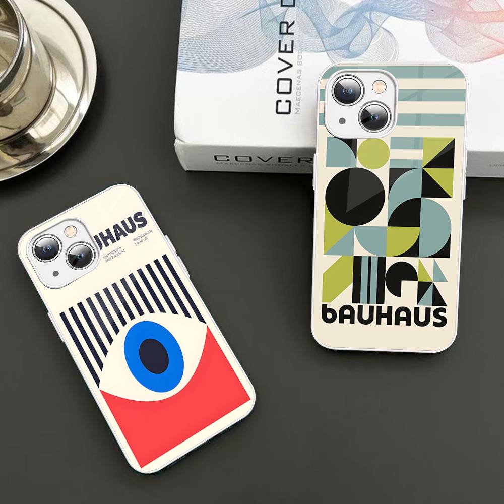 Abstract B-Bauhaus Geometric Art For IPhone 14 13 12 Mini 11 Pro XS Max X XR 14 Plus Tempered Glass Cover