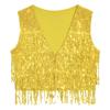 Mens Glitter Sequin Vest Sleeveless Tassel Waistcoat V Neck Open Front Dance Club Festival Partywear