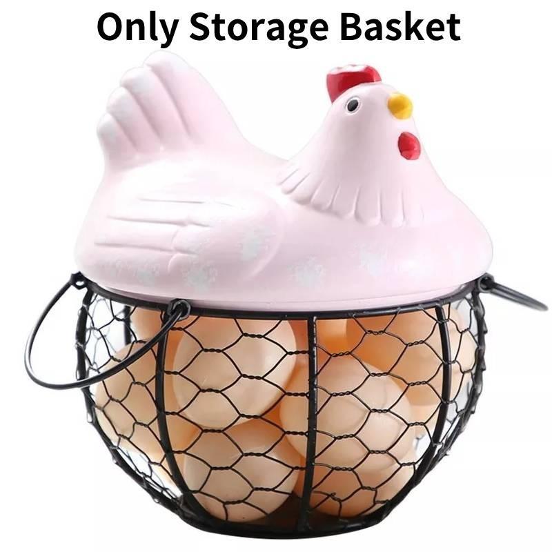 Keramické víko inspirované vintage, koš na žehličku, kuchyňský koš na vejce v černé barvě