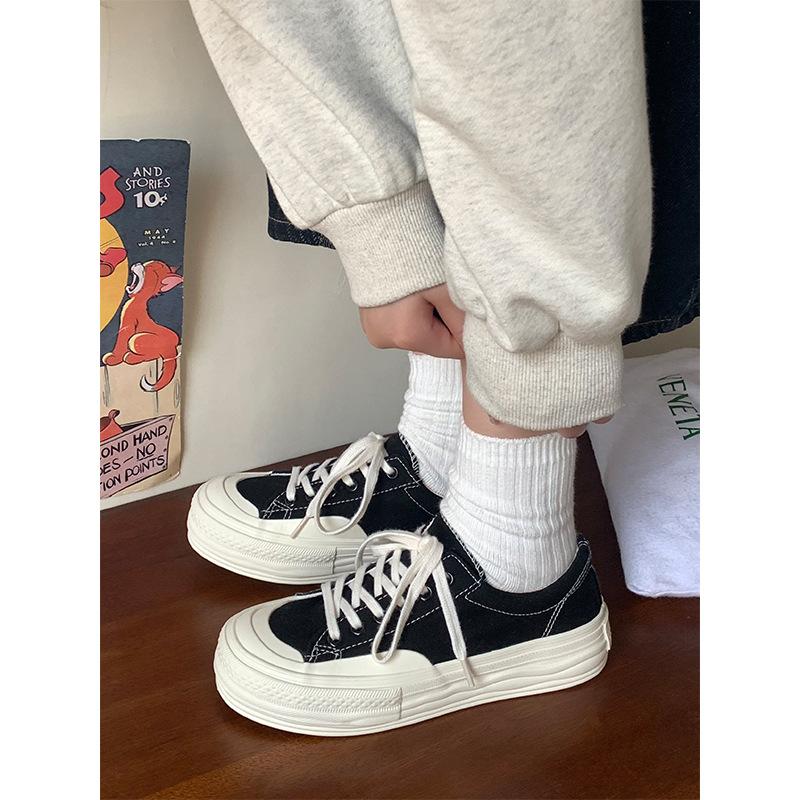 Platform Canvas Shoes Women's Dissolving Shoes Cute Japanese Big Head Shoes 2026 Spring and Autumn New Student Versatile Little White Shoes Women