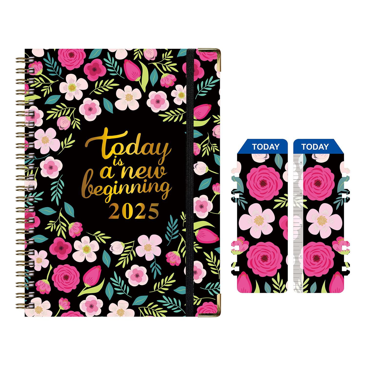 

2026 Weekly & Monthly Planner A5 – Floral Design Academic Calendar Supplies Time Management Planner Agenda Budget Journal ярко-розовый
