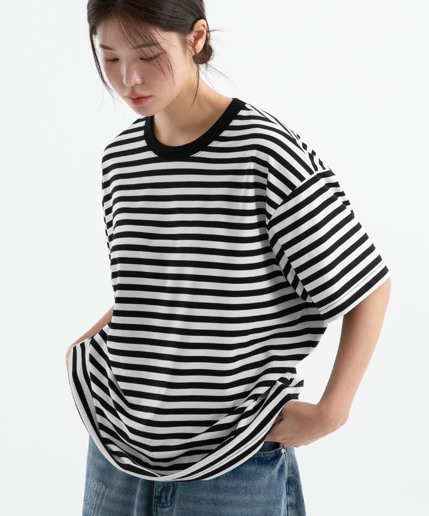 BRENSON Oversized 1:1 Striped Short Sleeve Tee ( 5 Colors )
